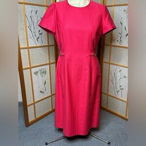 Talbots Women’s Salmon Pink Short Sleeve Cotton Blend Lined Sheath Dress size 6